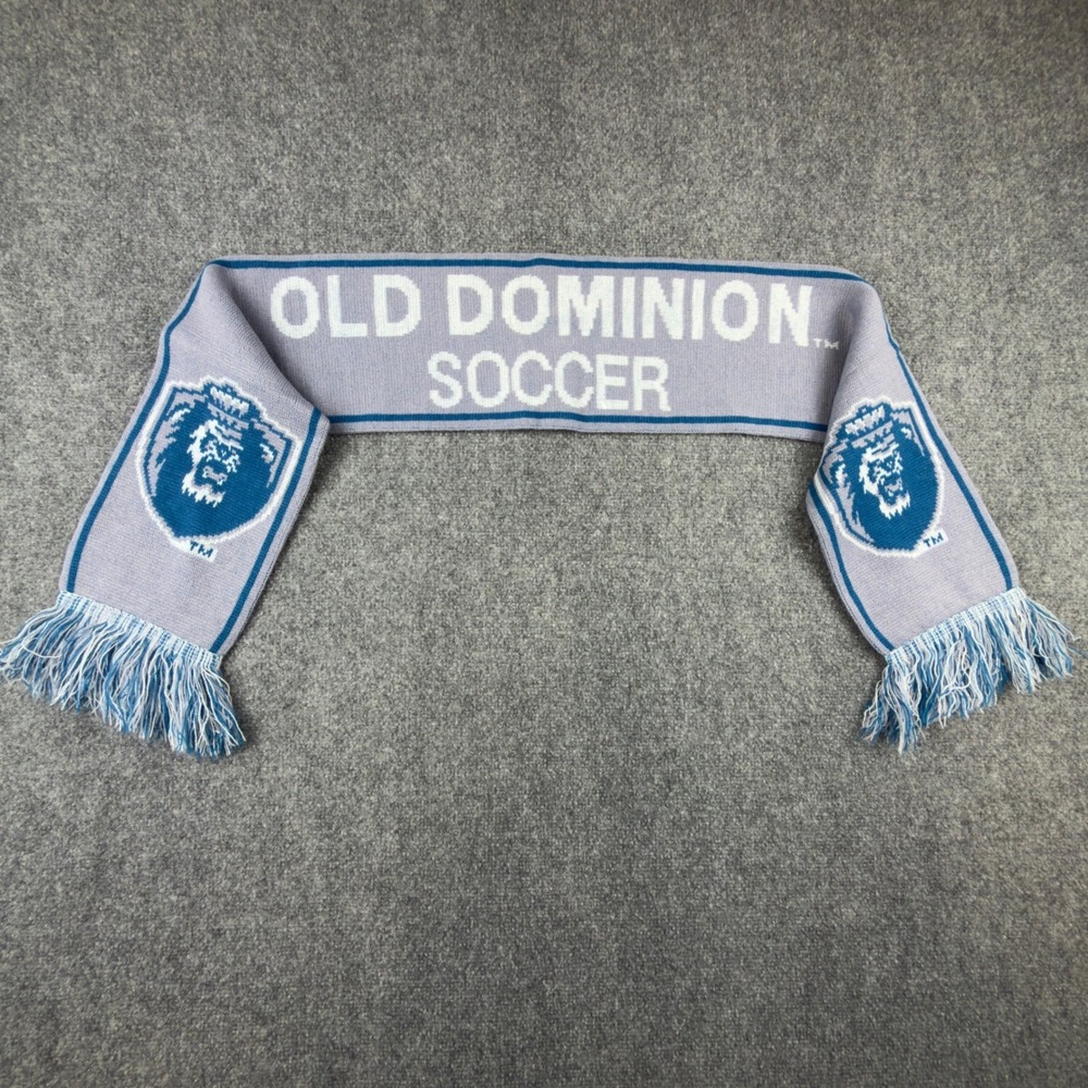 Old Dominion Monarchs Soccer Scarf Gray Blue Knit ODU Fan Fringed Accessory